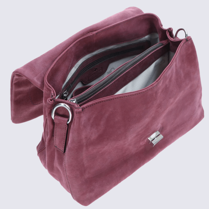 Sac a main Charlotte, sac a main moderne et chic femme en cuir nubuck rubis