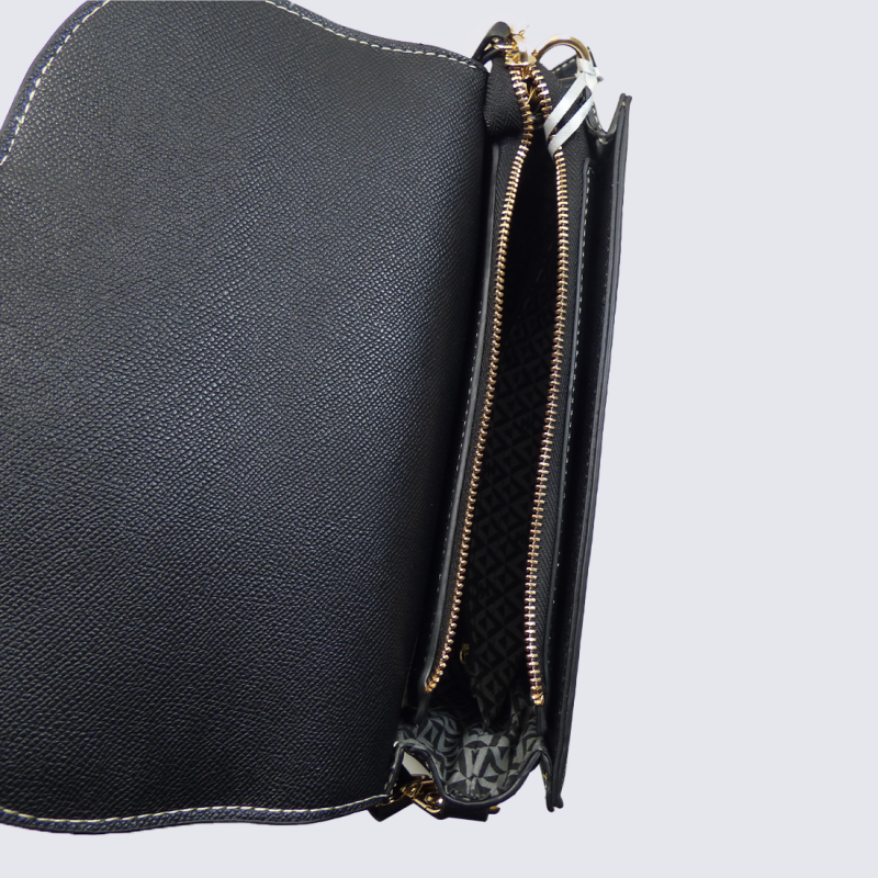 Sac à main Lulu Castagnette, sac à main moderne et rigide walfroy en cuir noir