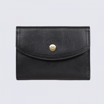 Portefeuille Hexagona, portefeuille tendance, Stop RFID, femme en cuir noir