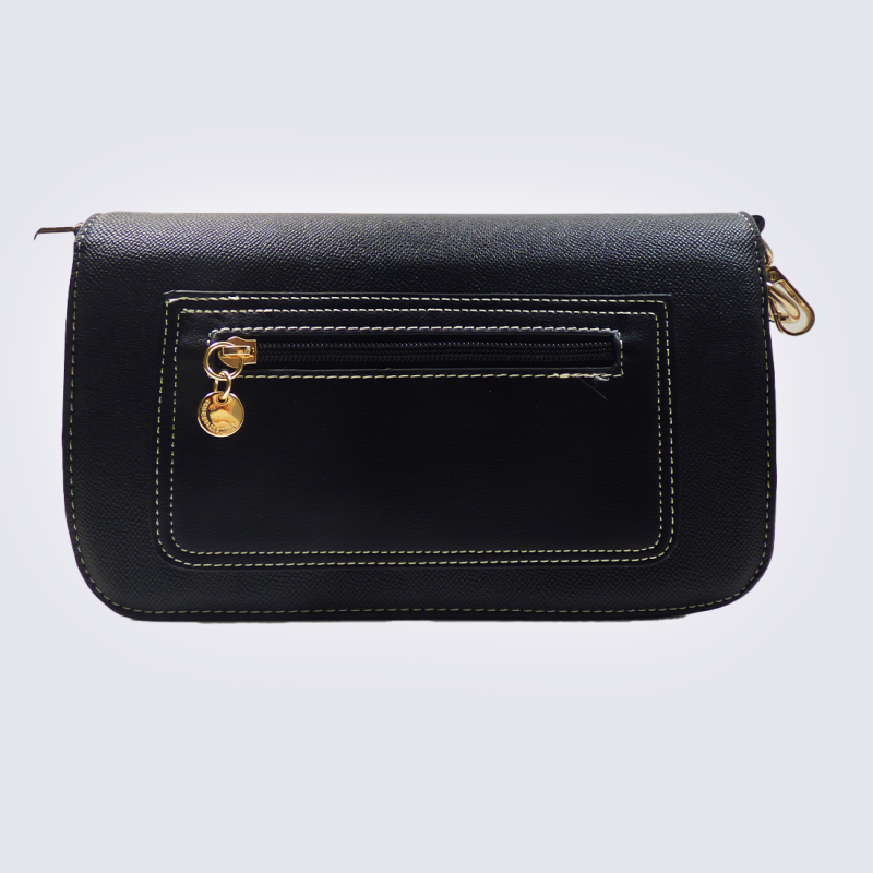 Sac à main Lulu Castagnette, sac à main moderne et rigide walfroy en cuir noir