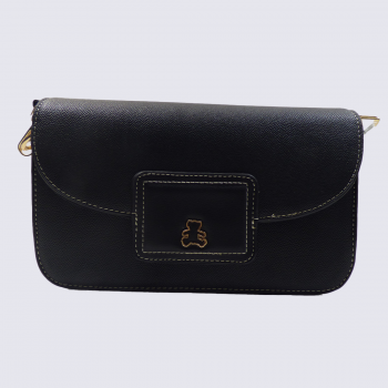 Sac à main Lulu Castagnette, sac à main moderne et rigide walfroy en cuir noir