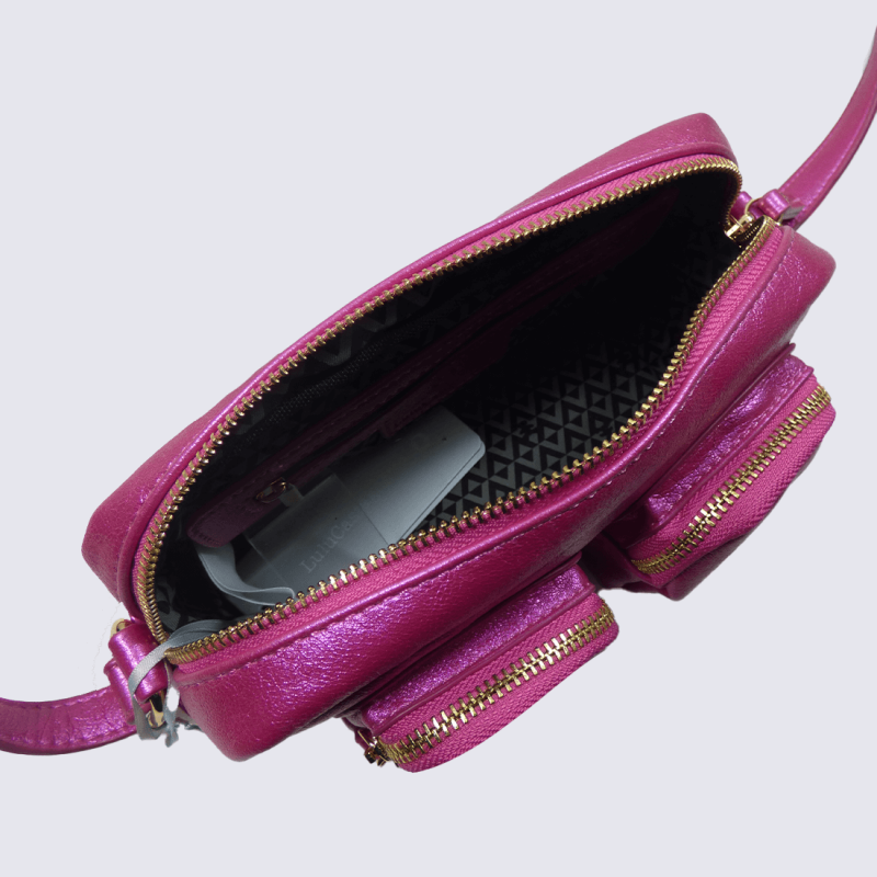 Sac à main Lulu Castagnette, sac à main pratique et moderne weston en cuir fuschia