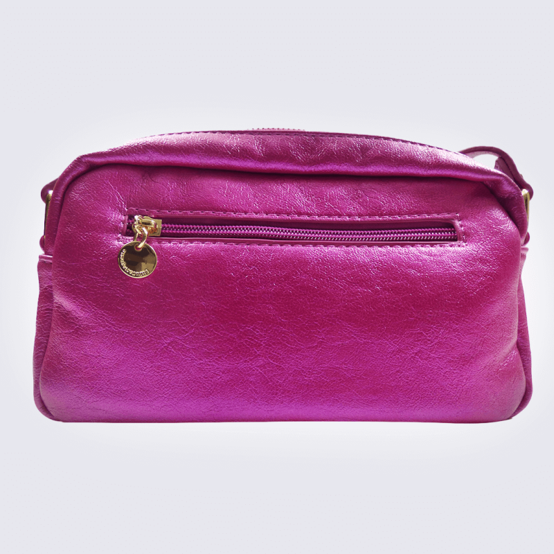 Sac à main Lulu Castagnette, sac à main pratique et moderne weston en cuir fuschia
