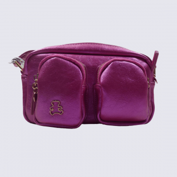 Sac à main Lulu Castagnette, sac à main pratique et moderne weston en cuir fuschia