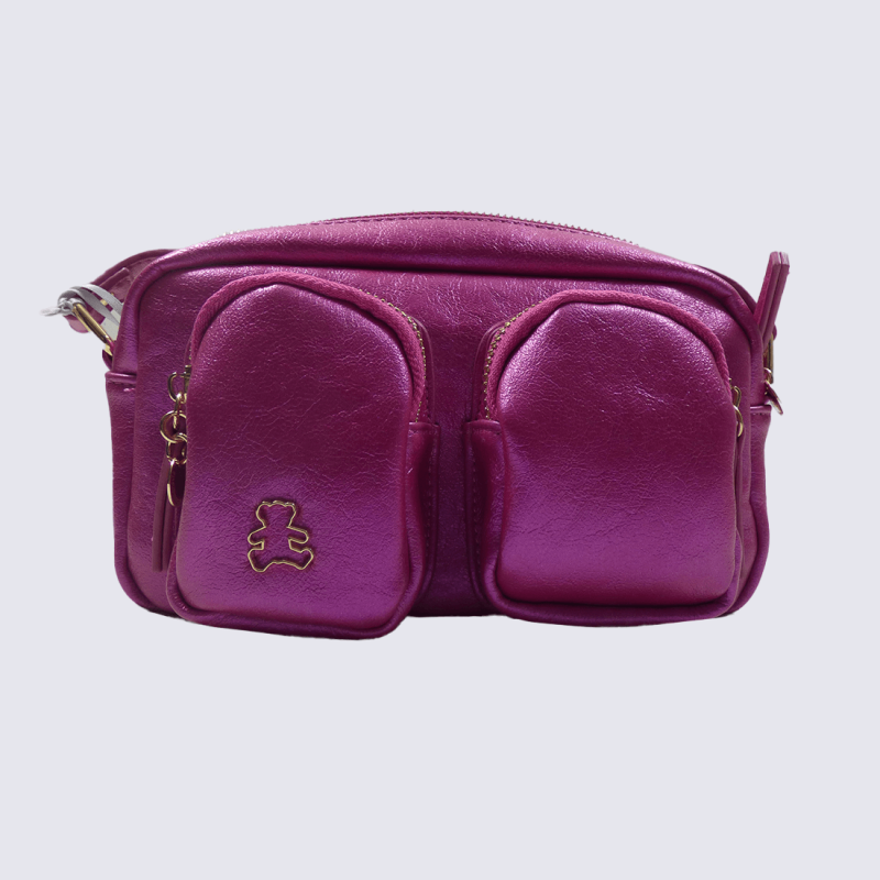 Sac à main Lulu Castagnette, sac à main pratique et moderne weston en cuir fuschia