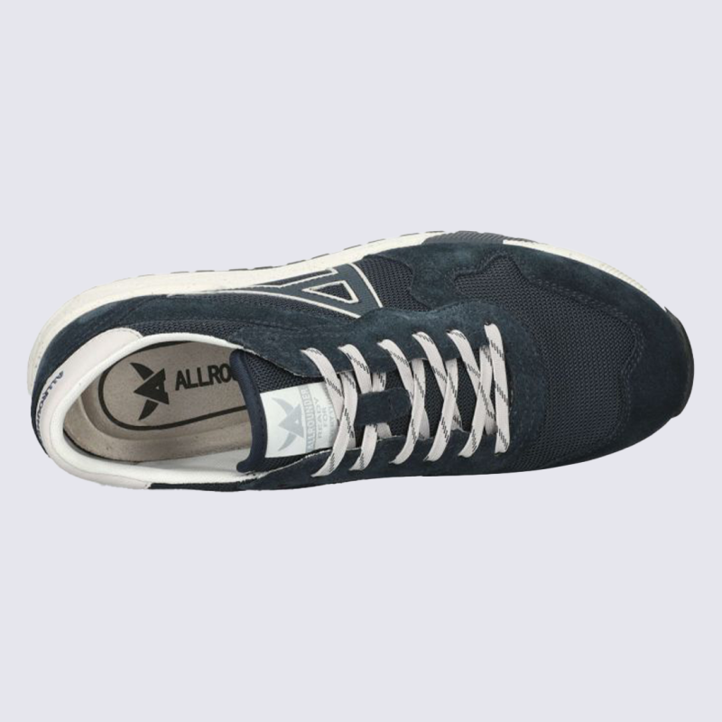 Baskets Allrounder, baskets sportive et confortable homme en cuir velours bleu