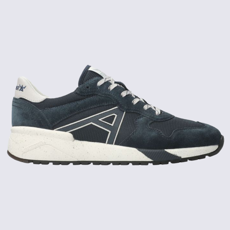 Baskets Allrounder, baskets sportive et confortable homme en cuir velours bleu