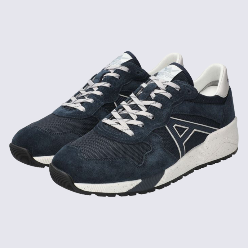 Baskets Allrounder, baskets sportive et confortable homme en cuir velours bleu