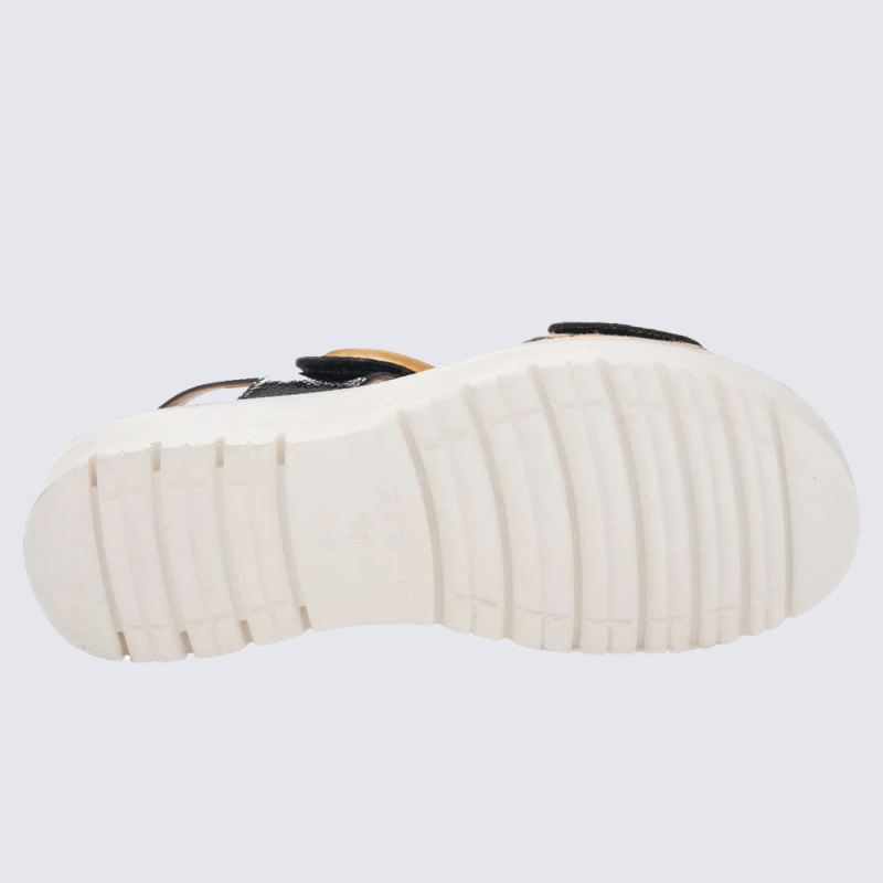 Sandales Ara, sandales compensées tendances femme en cuir léopard vernis noir