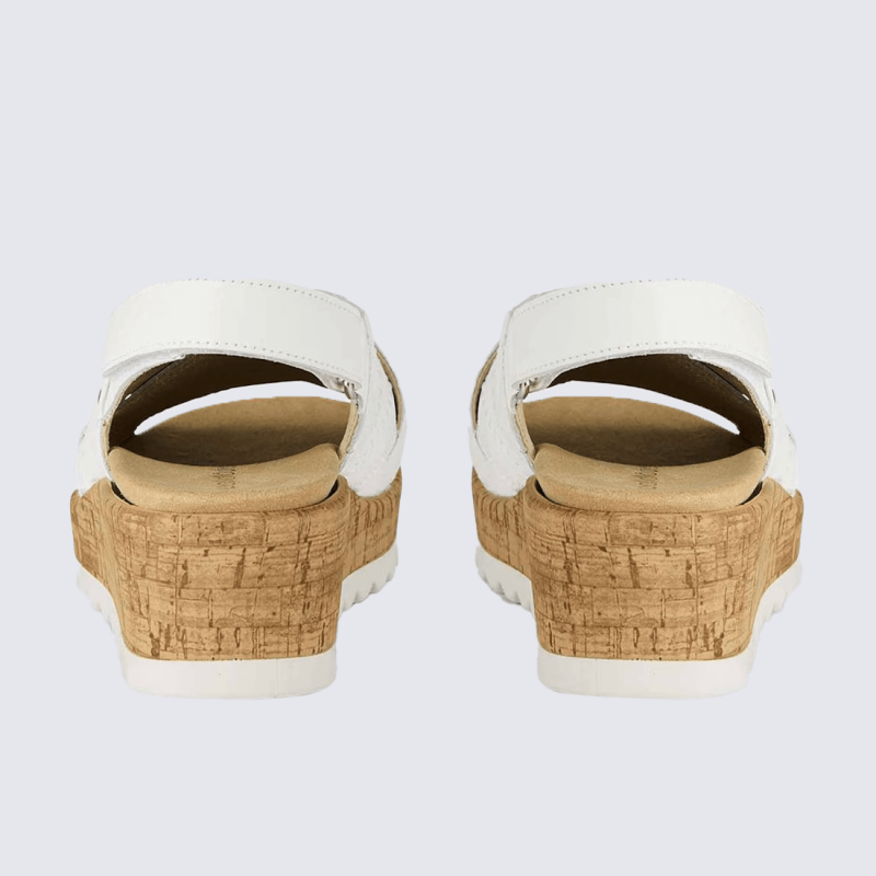 Sandales Waldlaufer, sandales élégante et moderne femme en cuir blanc