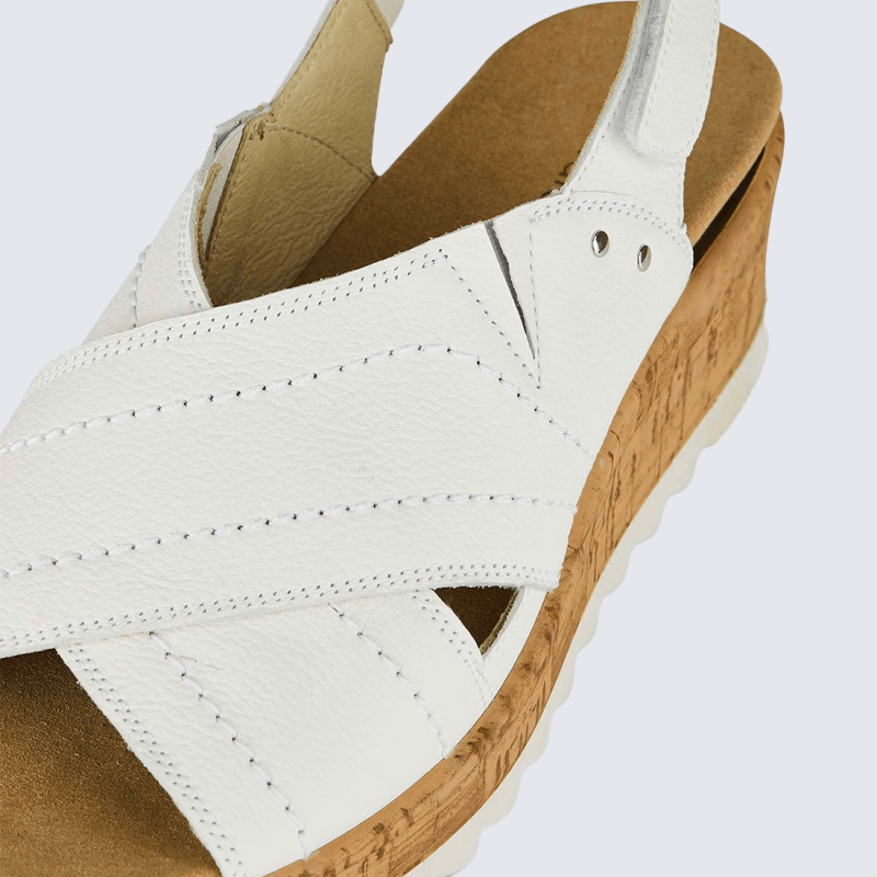 Sandales Waldlaufer, sandales élégante et moderne femme en cuir blanc