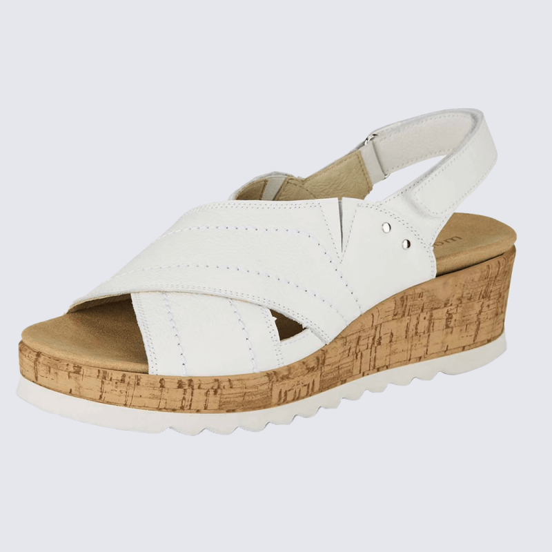 Sandales Waldlaufer, sandales élégante et moderne femme en cuir blanc