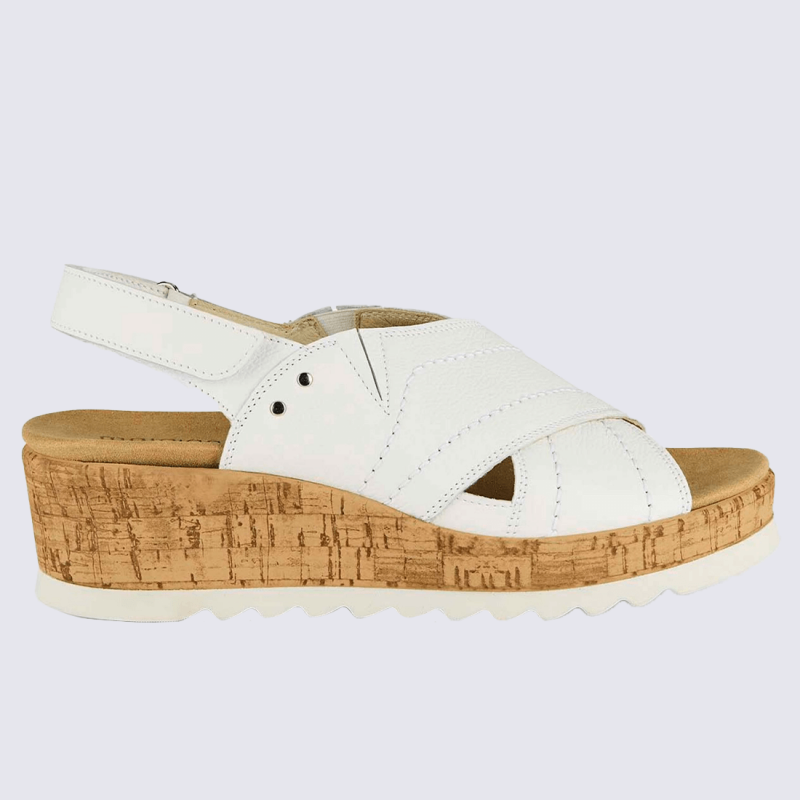 Sandales Waldlaufer, sandales élégante et moderne femme en cuir blanc