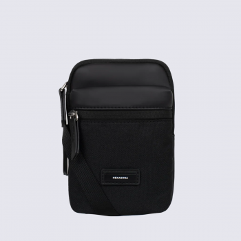 Pochette Hexagona, Pochette à bandoulière tendance homme en textile noir