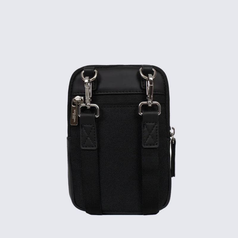 Pochette Hexagona, Pochette à bandoulière tendance homme en textile noir