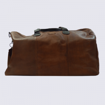 Sac week-end Bear Design, sac week-end spacieux unisexe en cuir cognac