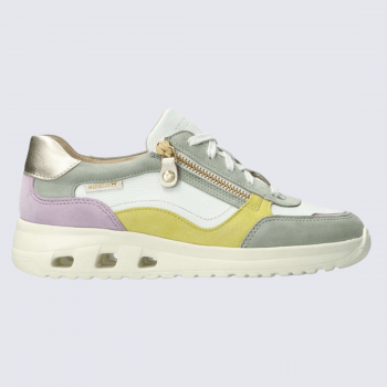 Baskets Mephisto, baskets à lacets tendance femme en cuir amande verte