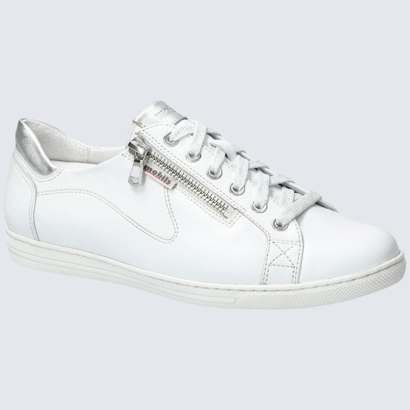 Baskets Mobils, baskets femme en cuir lisse blanc