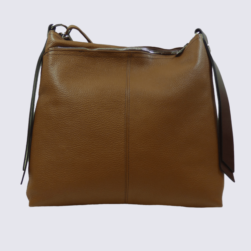Sac épaule Charlotte, Sac épaule Chic & Spacieux Femme en Cuir Marron