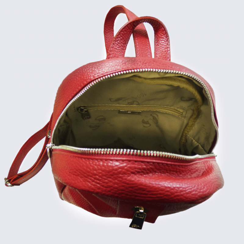 Sac à dos Charlotte, chic et pratique Femme en Cuir Rouge Rubis