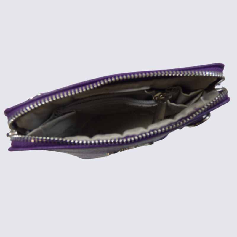 Pochette Charlotte, Pochette Élégante Compacte Femme en Cuir Violet