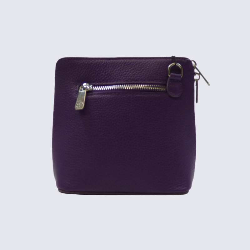 Pochette Charlotte, Pochette Élégante Compacte Femme en Cuir Violet