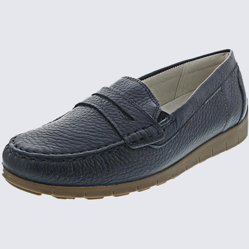 Mocassins Waldlaufer, mocassins tendances et confortables femme en cuir marine
