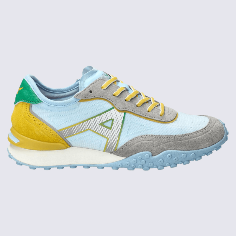 Baskets Allrounder, Baskets look sportif homme en cuir et textile turquoise