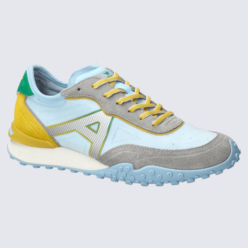 Baskets Allrounder, Baskets look sportif homme en cuir et textile turquoise