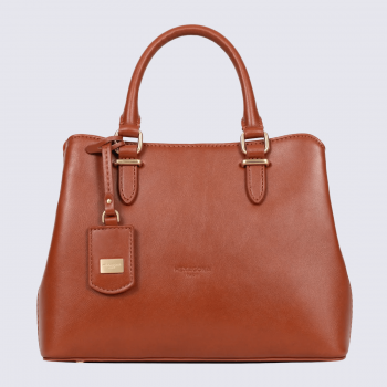 Sac Hexagona, Sac élégant et pratique pour le quotidien en simili cuir caramel