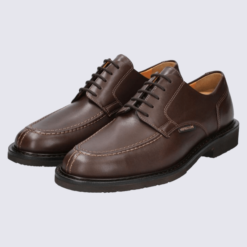 Chaussures Mephisto, Chaussures style city homme en cuir pleine fleur marron