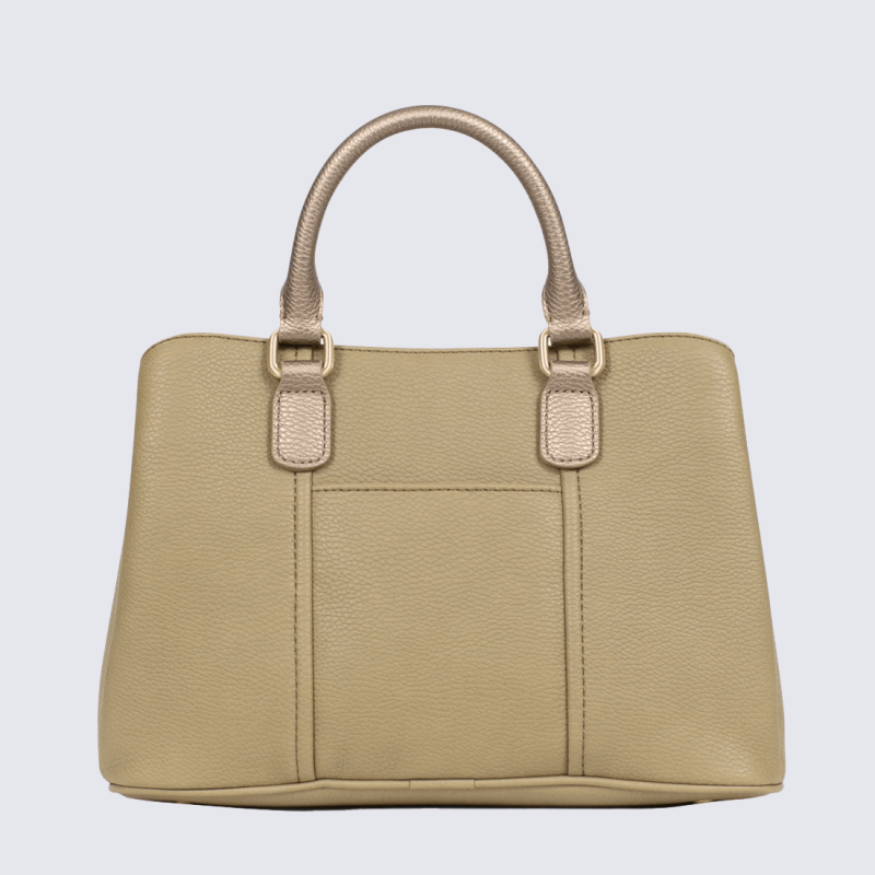 Sac à main Hexagona, Sac à main compact et élégant femme en textile kaki bronze