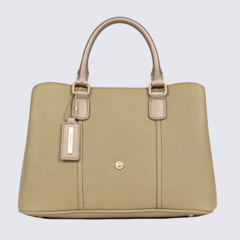 Sac à main Hexagona, Sac à main compact et élégant femme en textile kaki bronze