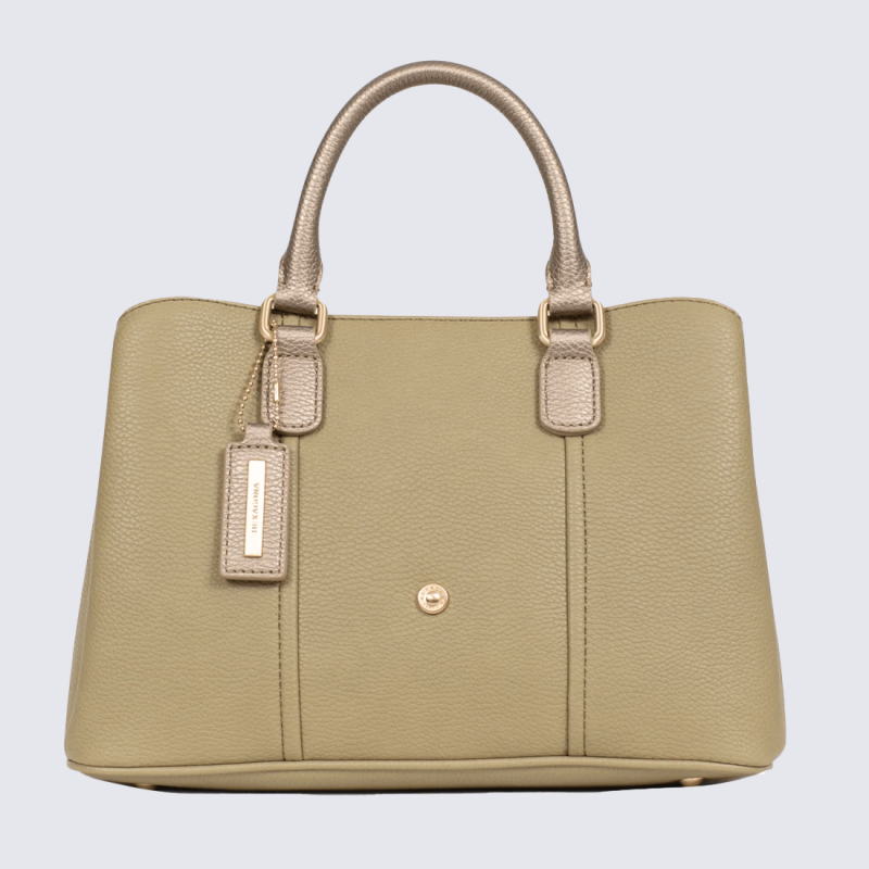 Sac à main Hexagona, Sac à main compact et élégant femme en textile kaki bronze