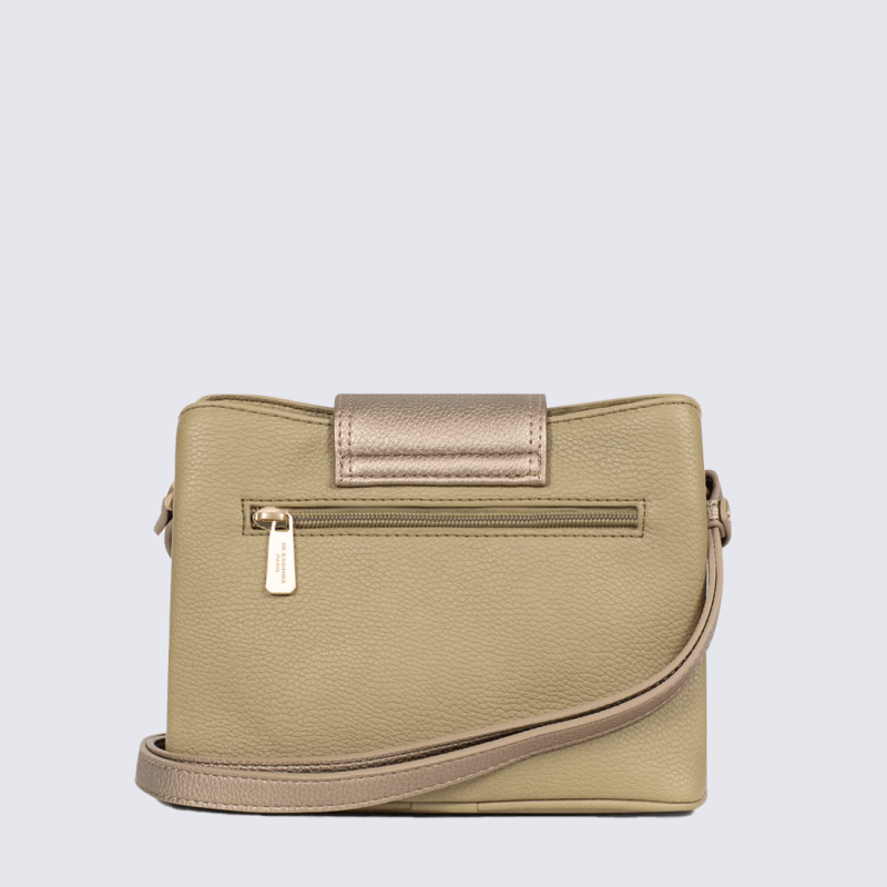 Sac à main Hexagona, Sac à main moderne et chic femme en textile kaki bronze