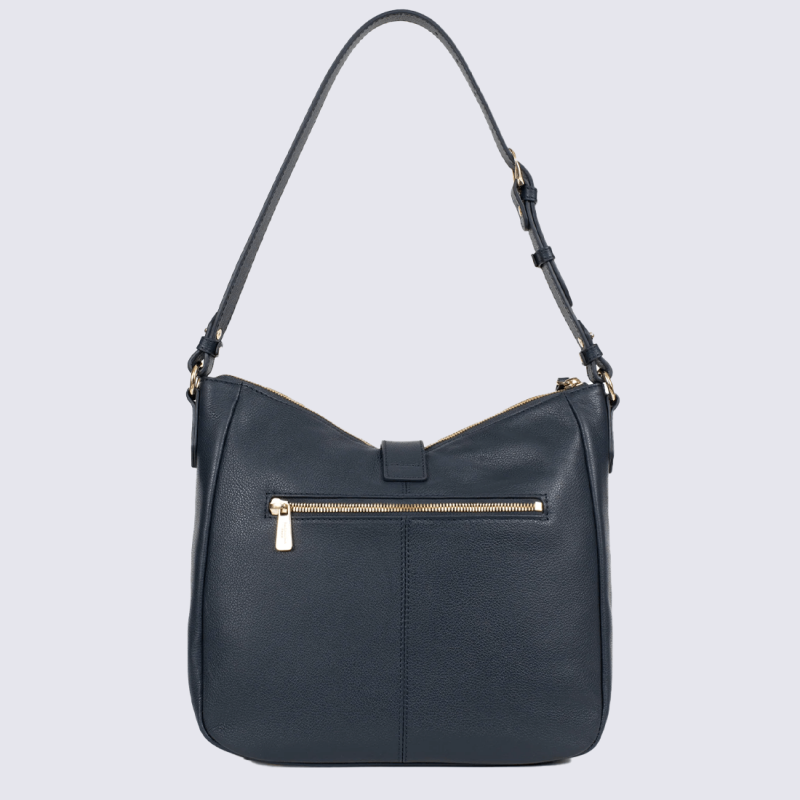 Sac à main Hexagona, Sac à main moderne et pratique femme en cuir marine