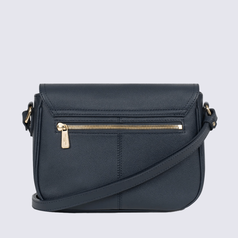 Sac à main Hexagona, Sac à main moderne et chic femme en cuir de vachette marine