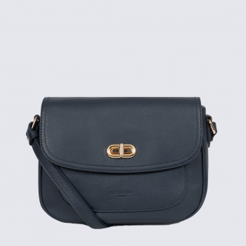 Sac à main Hexagona, Sac à main moderne et chic femme en cuir de vachette marine