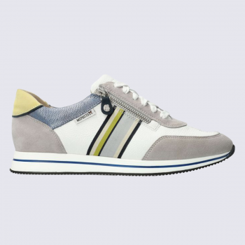 Baskets Mephisto, baskets zippée femme en cuir velours gris clair