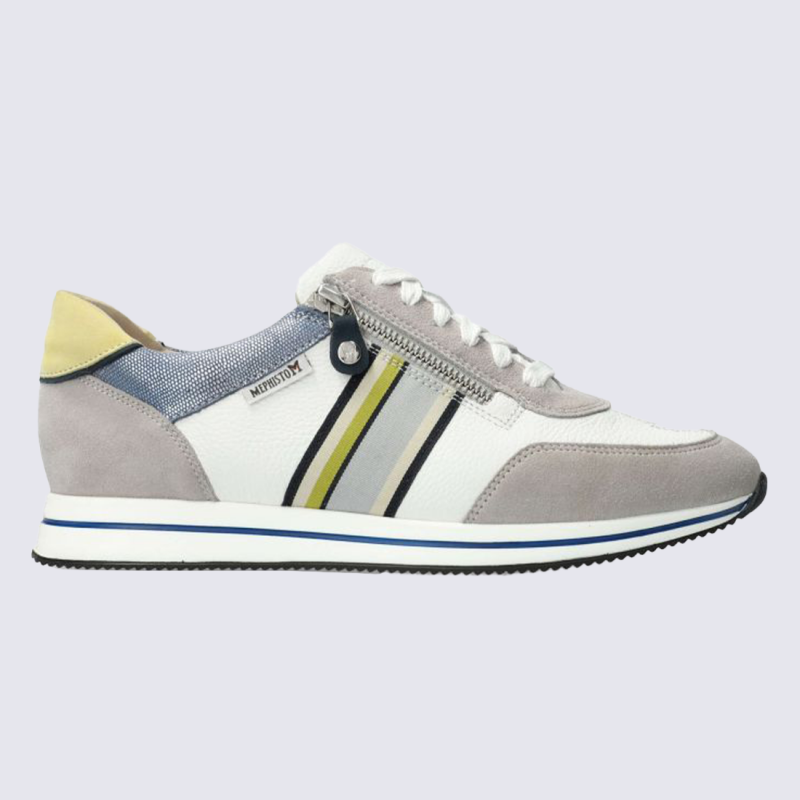 Baskets Mephisto, baskets zippée femme en cuir velours gris clair