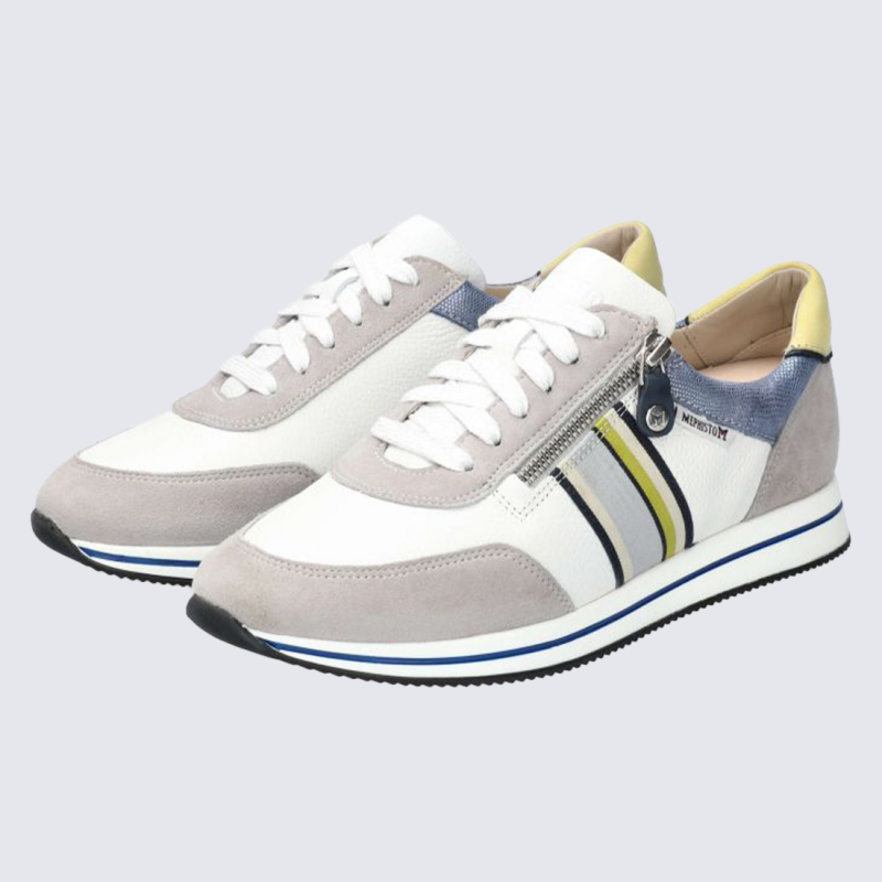 Baskets Mephisto, baskets zippée femme en cuir velours gris clair