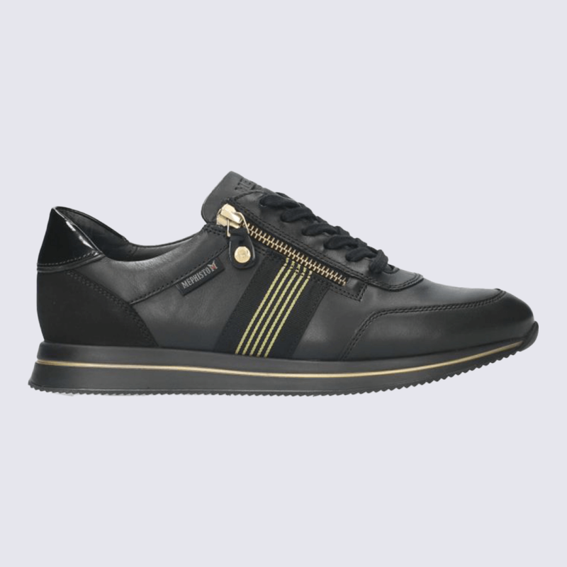 Baskets Mephisto, baskets tendances femme en cuir noir