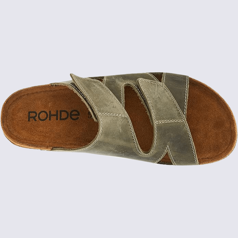 Mules Rohde, mules confortables homme en cuir olive