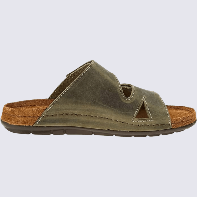 Mules Rohde, mules confortables homme en cuir olive