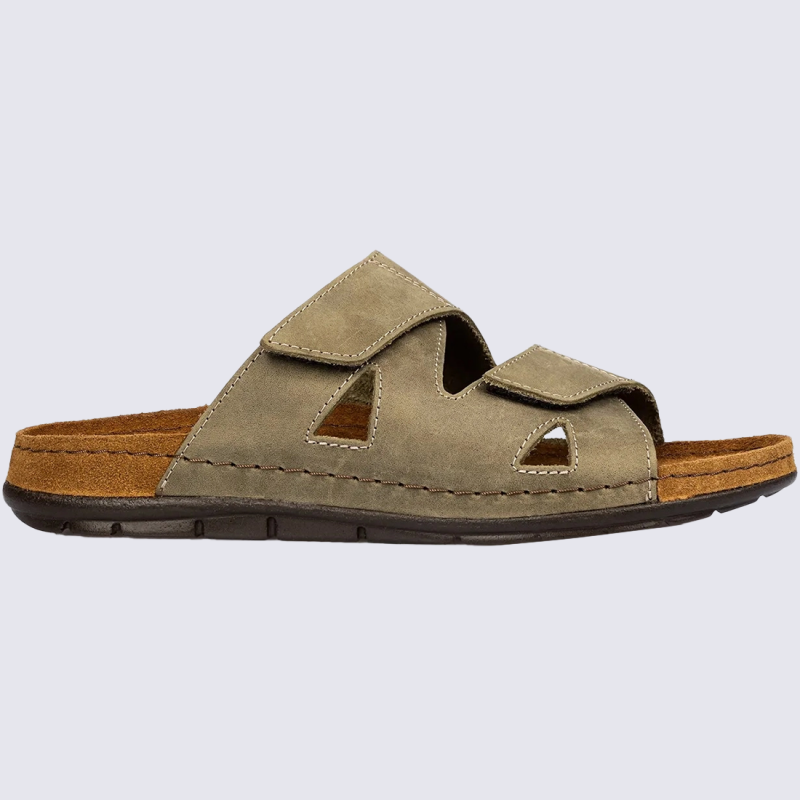Mules Rohde, mules confortables homme en cuir olive