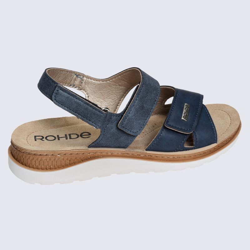 Sandales Rohde, Sandales à scratch confort femme en matières mixtes marine