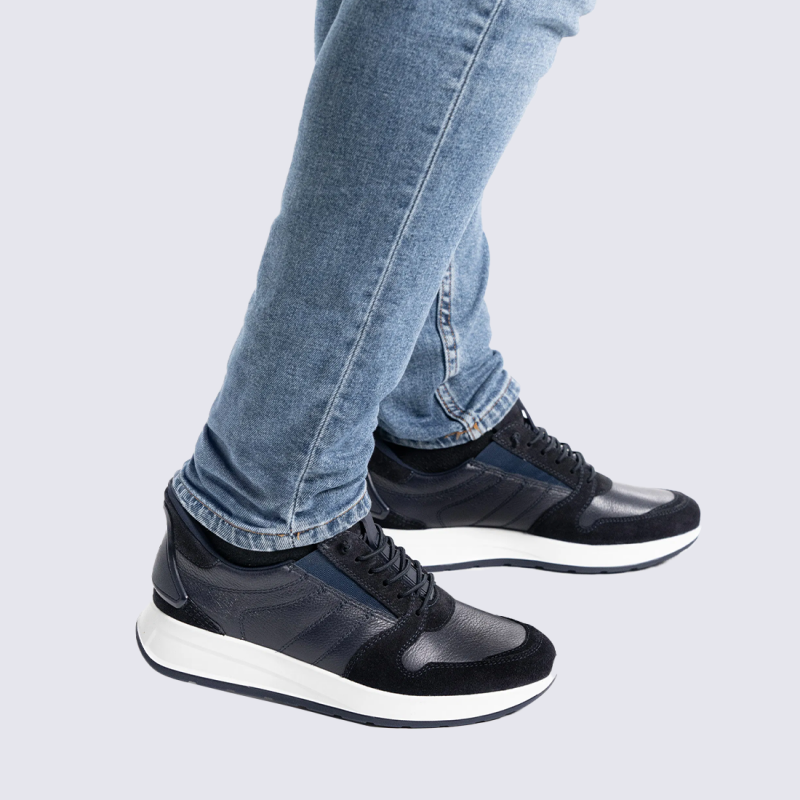 Baskets Ara, Baskets sport confort homme en cuir bleu