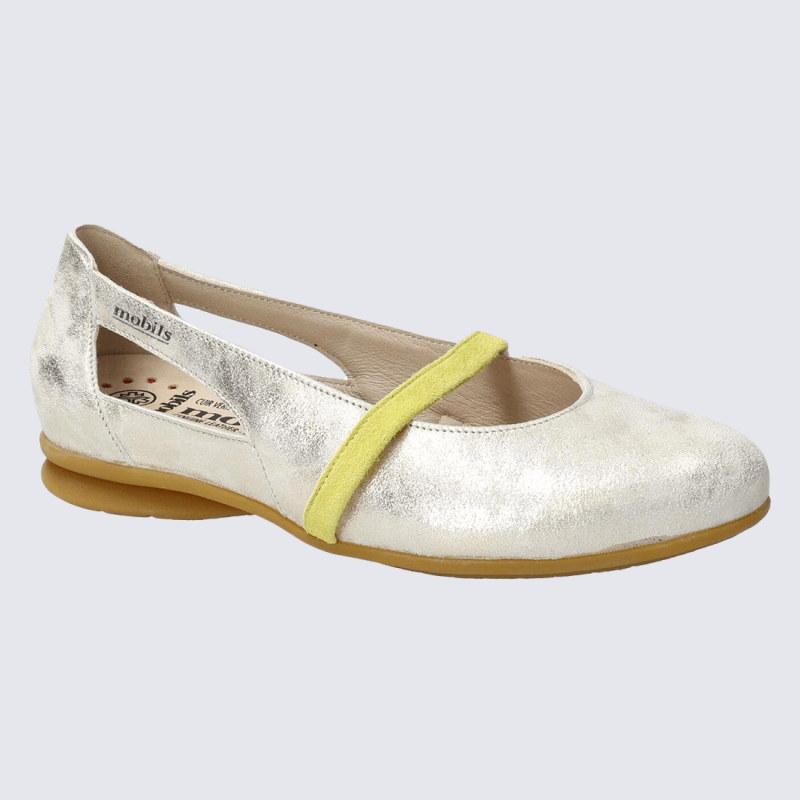 Ballerines Mobils Mephisto, Ballerines bride décorative femme en cuir sable