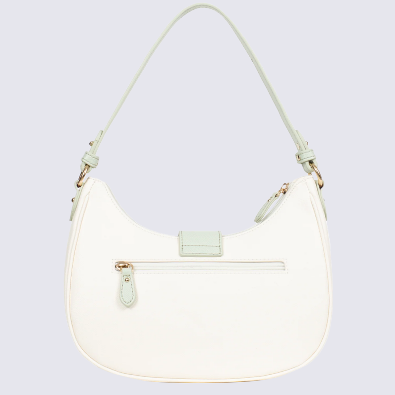 Sac bandoulière Hexagona, Sac bandoulière chic et élégant femme en textile blanc vert clair