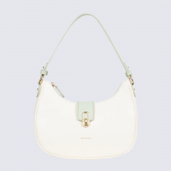 Sac bandoulière Hexagona, Sac bandoulière chic et élégant femme en textile blanc vert clair